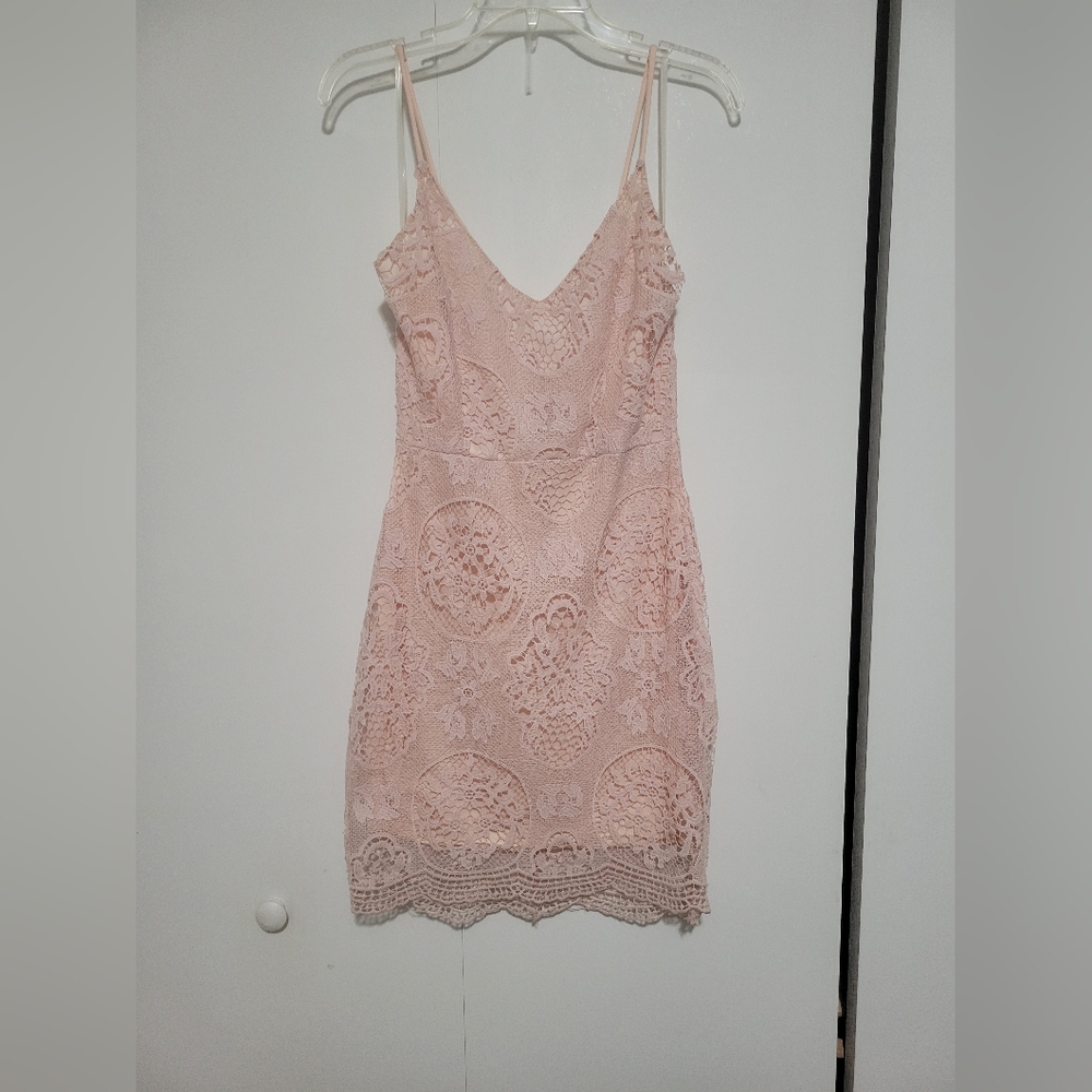 Pink Crochet Midi Dress